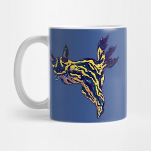 Navy and Gold Striped Nudibranch Mug